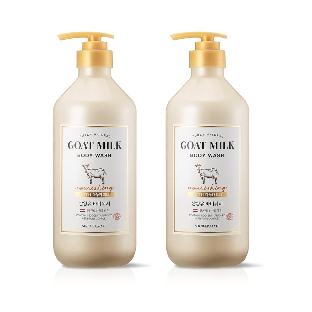 (2-pack) SHOWER MATE Goat Milk Body Wash, Natural, Nourishing Manuka Honey scent